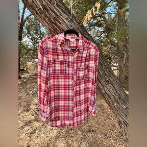 Pilcro Red, pink and‎ blue Plaid woman’s Shirt